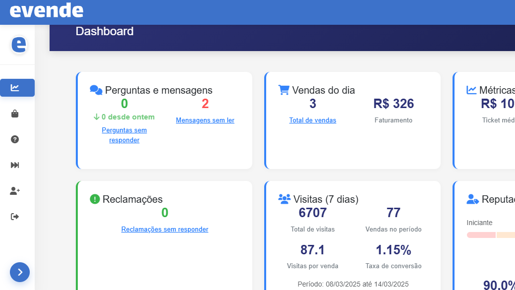 Dashboard Evende